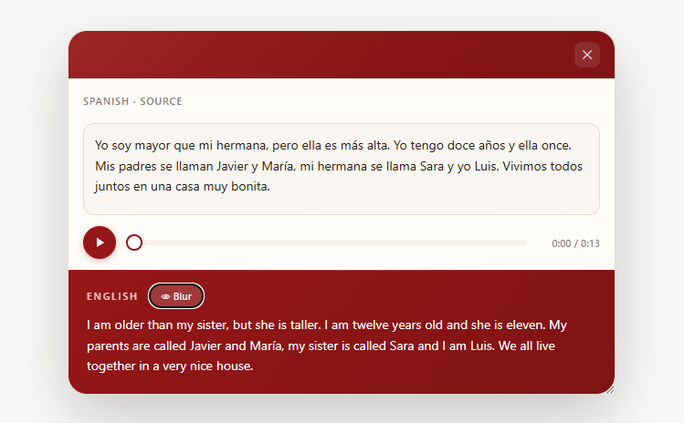 Spanish Pronunciation Tool example